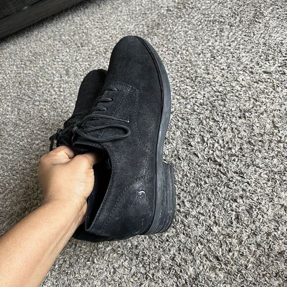 BORN Herman Black Distressed Suede Leather Oxfod Shoe Men’s 11 M Comfort - Picture 4 of 12